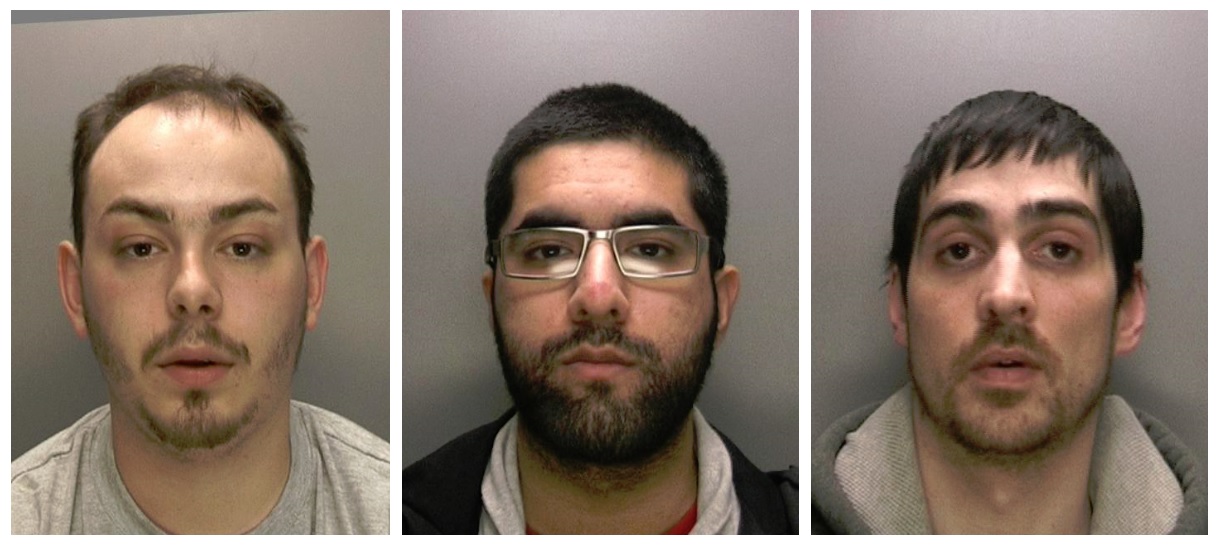 Police custody images of Baker, Rafiq and Cooper