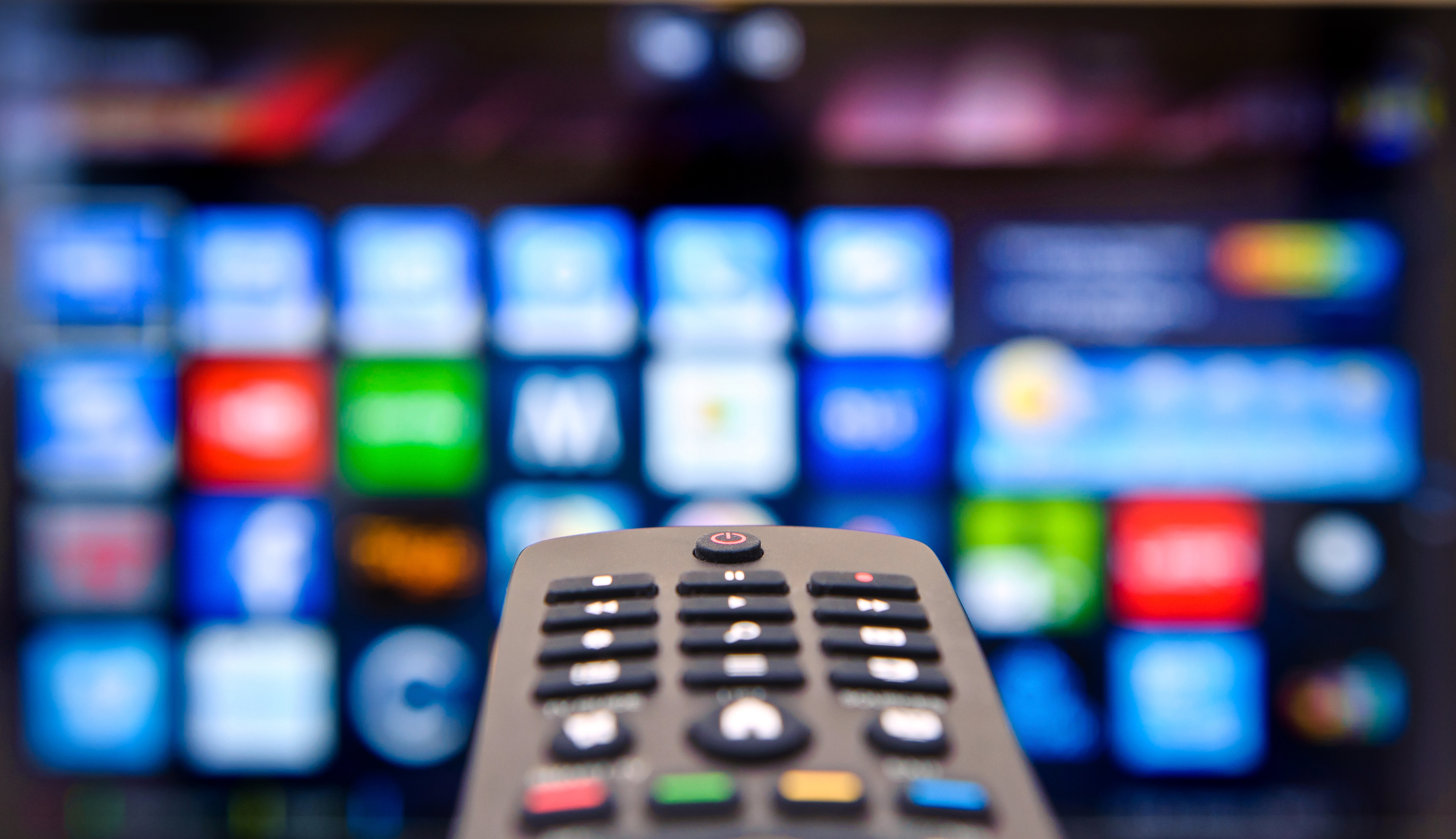 Remote control pointing at Smart TV with apps